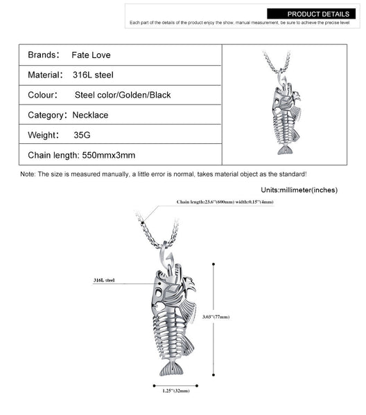 Bonefish  Pendant and 22 inch chain necklace