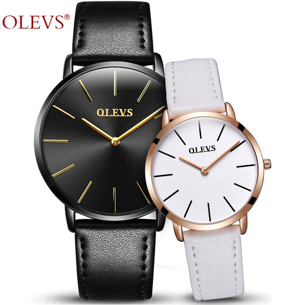 Ultrathin Design Waterproof Watch For Women and Men Leather Band