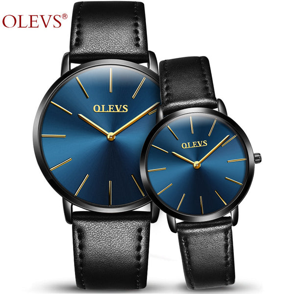 Ultrathin Design Waterproof Watch For Women and Men Leather Band