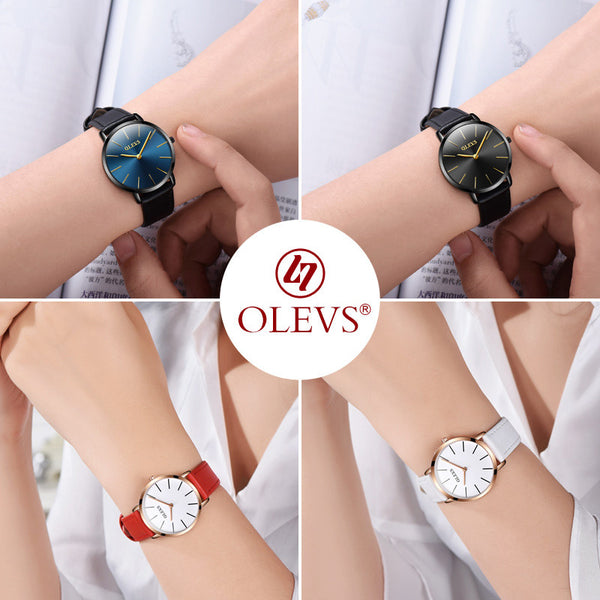 Ultrathin Design Waterproof Watch For Women and Men Leather Band