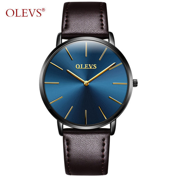 Ultrathin Design Waterproof Watch For Women and Men Leather Band