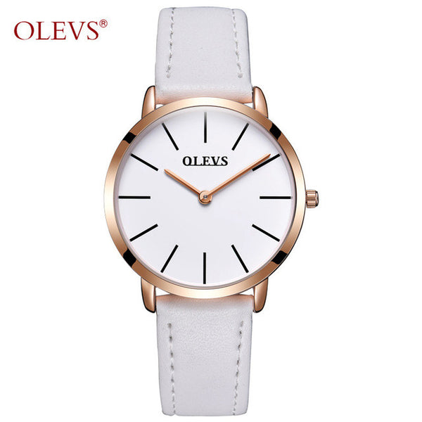 Ultrathin Design Waterproof Watch For Women and Men Leather Band