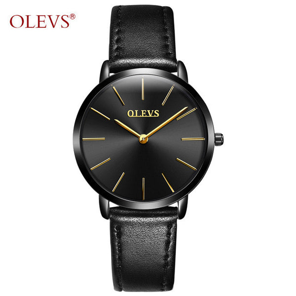 Ultrathin Design Waterproof Watch For Women and Men Leather Band