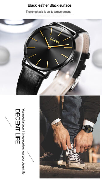 Ultrathin Design Waterproof Watch For Women and Men Leather Band
